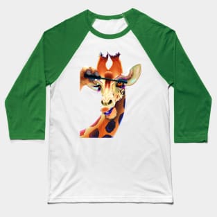 giraffe applying mascara eyelashes Baseball T-Shirt